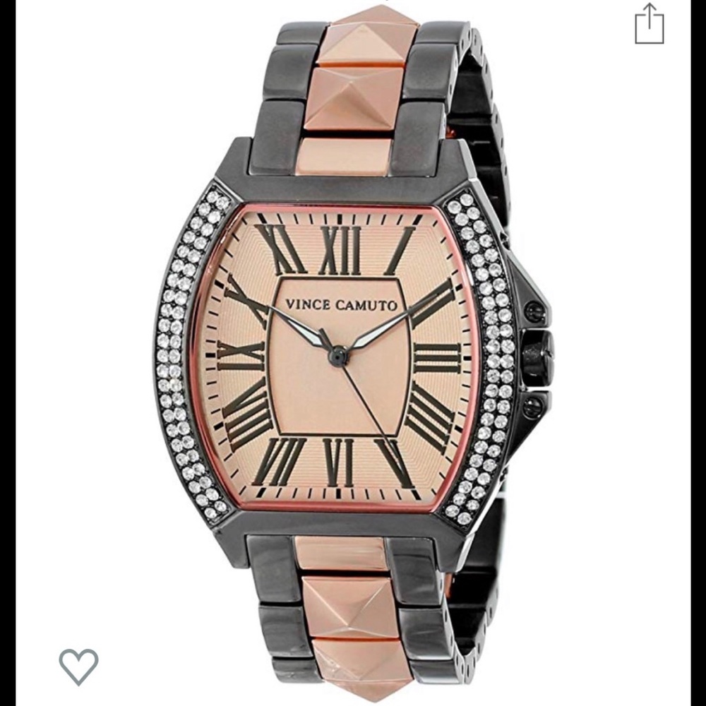 Vince Camuto Rose Gold & Gunmetal Swarovski Watch